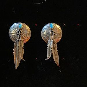 Native American Silver feather earrings
